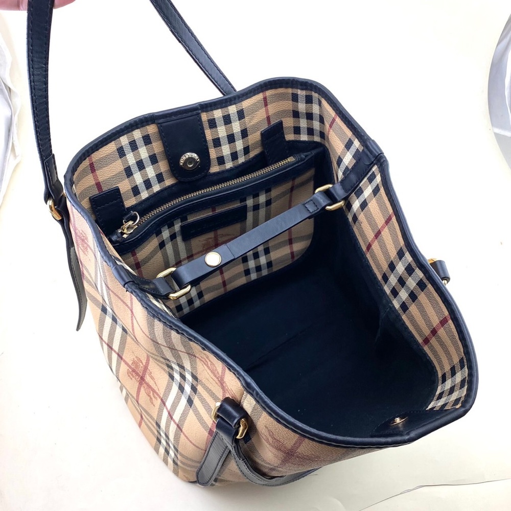 Burberry Small Haymarket Check Salisbury Chocolate Leather / Pvc Tote - Picture 8 of 12
